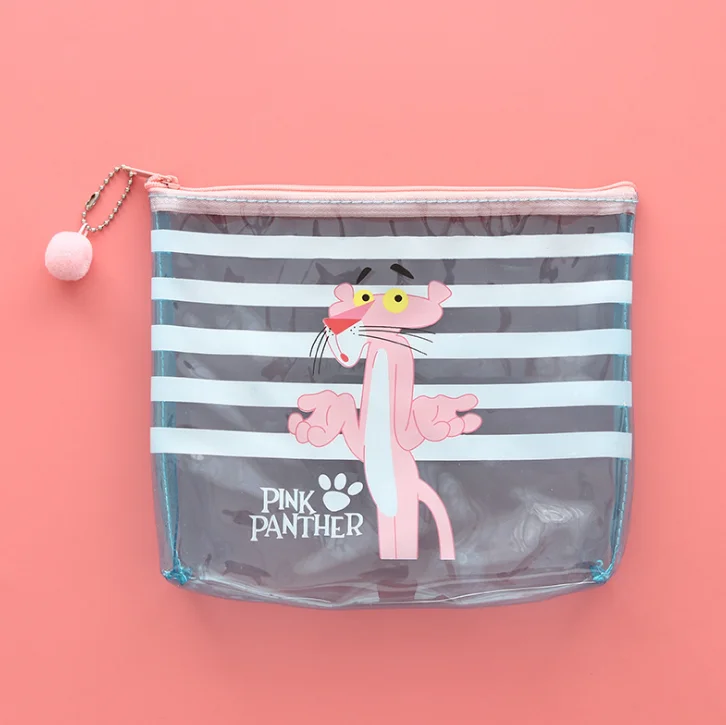 1 шт. Милая Розовая пантера прозрачная сумка для карандашей Канцелярия розовый Леопардовый карман на молнии косметичка - Цвет: 4