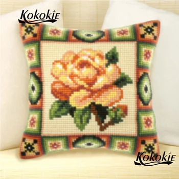 

Cotton embroidery yarn carpet needlework sets diy rug kits flowers handicraft DIY stitch throw pillowcase cross stitch cushion