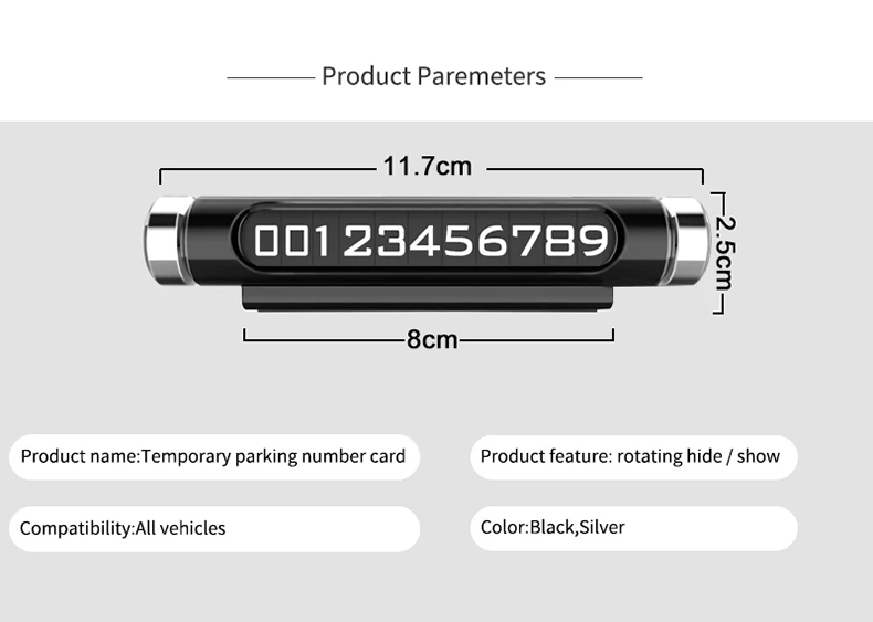 Hadinas светящаяся Автомобильная карточка с телефоном для временной парковки держатель Магнитный вращающийся телефон номерной знак авто наклейки для стайлинга автомобиля