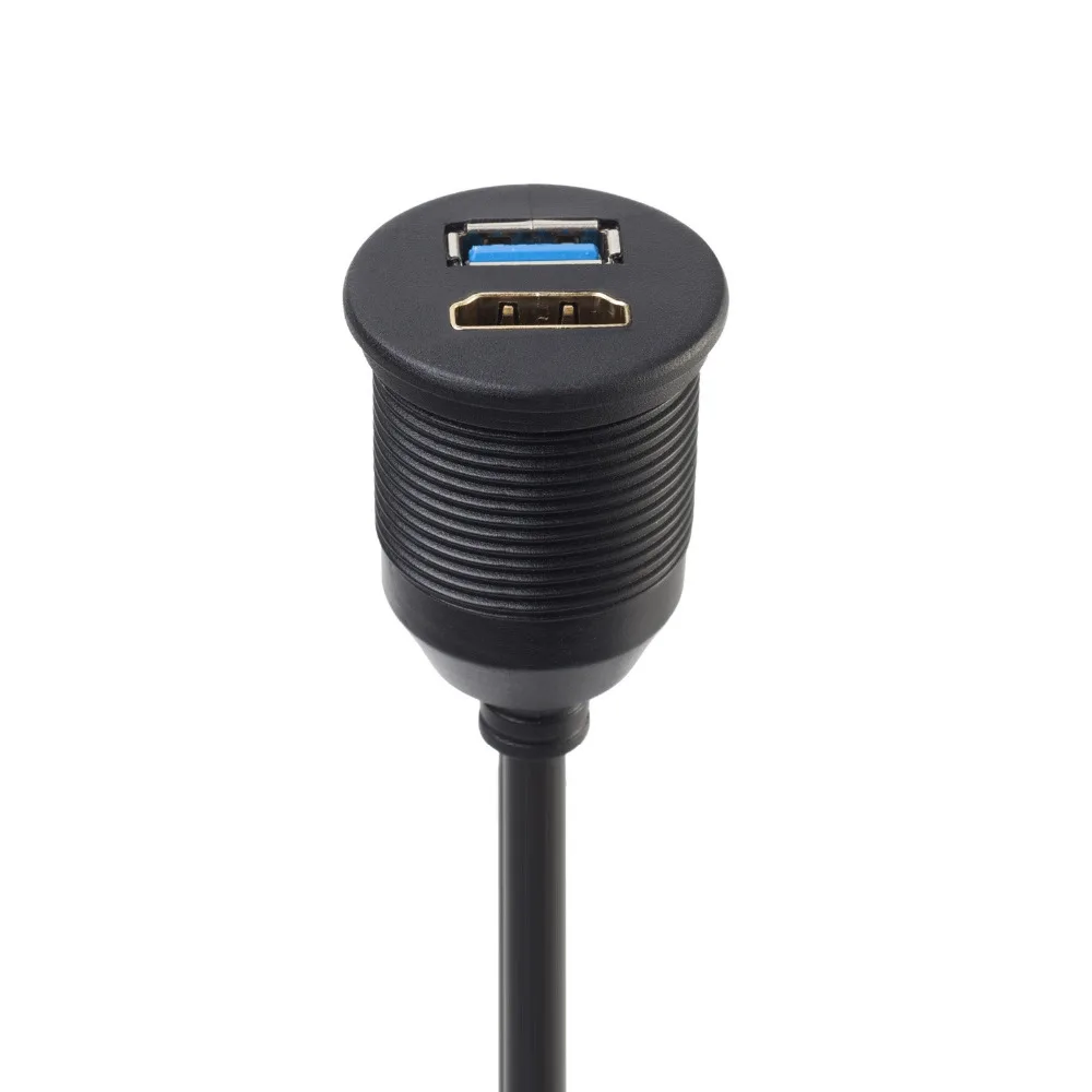 USB 3.0 و HDMI إلى HDMI + USB3.0 AUX التمديد داش لوحة للماء سيارة فلوش جبل كابل ل سيارة قارب و دراجة نارية