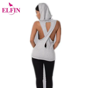

Summer Sexy Women Tank Tops Hooded Back Cross Hollow Fitness Sleeveless Vest for women Solid color PP800R