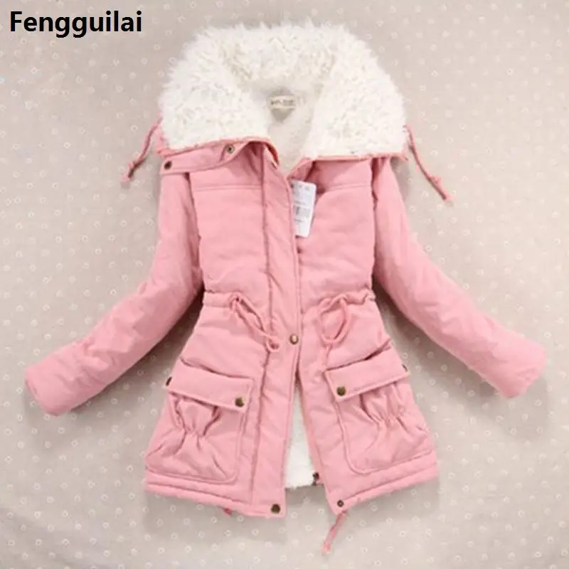 Kopen Nieuwe Winter Jas Vrouwen Slanke Plus Size Uitloper Middellange Gewatteerd Jas Dikke Hooded Katoen Gewatteerd Warm Katoen Parka