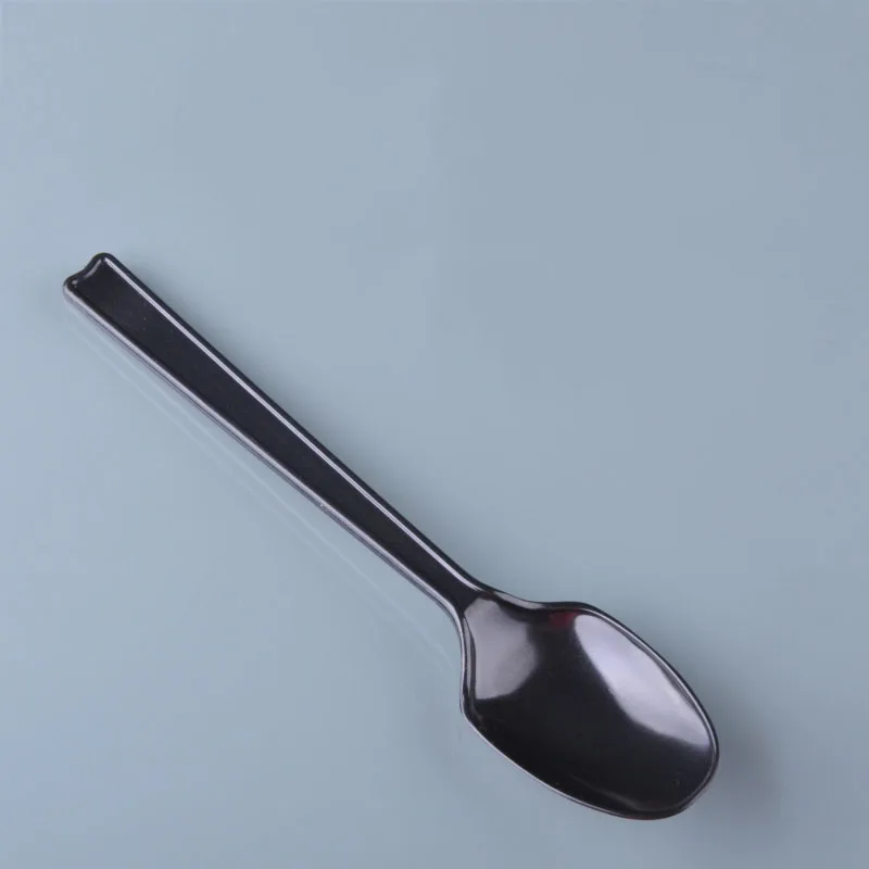 GIEMZA Disposable Tableware Black Knife Dinner Spoons Serving Lengthen Plastic Forks Holder for Party Tableware Set Kids Forks - Цвет: black spoon