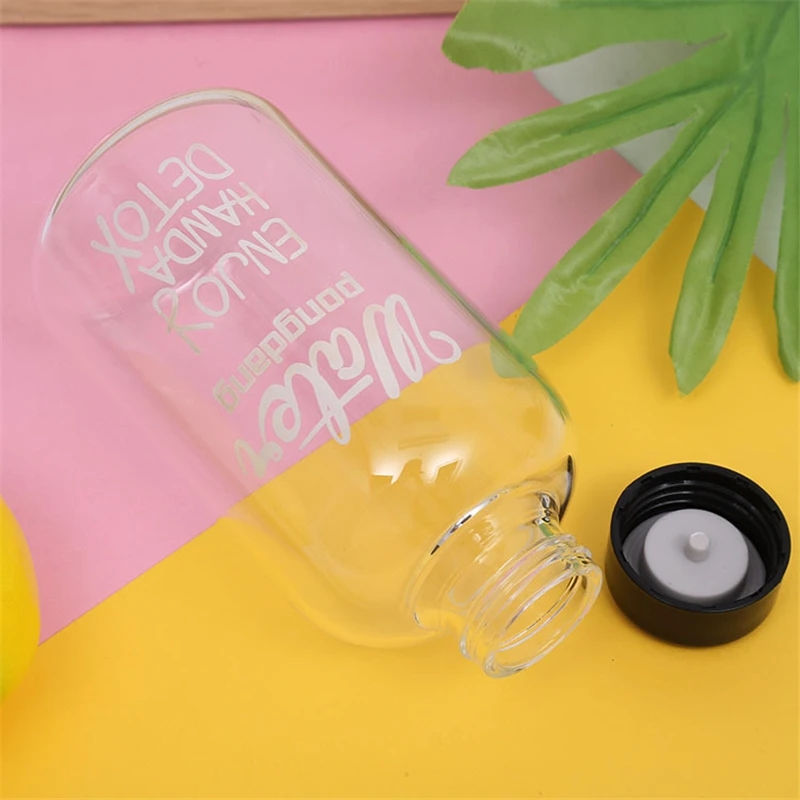 

600ml/1000ml Fashion Literary Water Bottle with Bag Water Bottle Capacity Portable BPA Free Fruit Lemon Juice Drinking Bottle