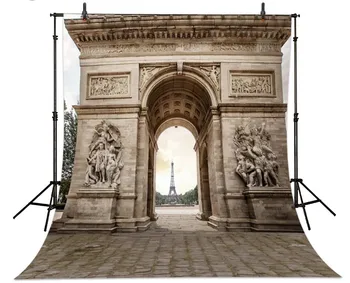 

Triumphal Arch Eiffel Tower In Paris France Backgrounds Vinyl cloth High quality Computer printed wedding backdrops