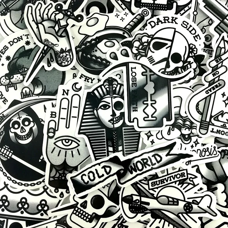 29 шт./лот, восстановленная черная и белая наклейка с черепом ужаса, граффити JDM, крутая наклейка s для скейта, ноутбука, велосипеда, холодильника, DIY Наклейка