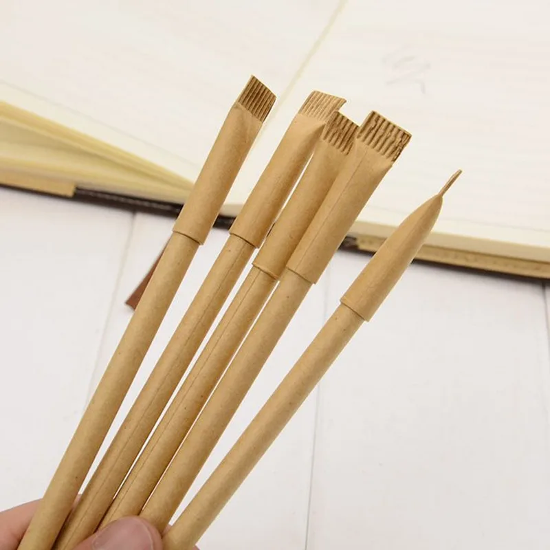 5 шт./лот шариковая ручка цвета дерева крафт-бумага рулон зубная паста форма ручки черные/синие чернила 0,5 мм ручки для подписи школы
