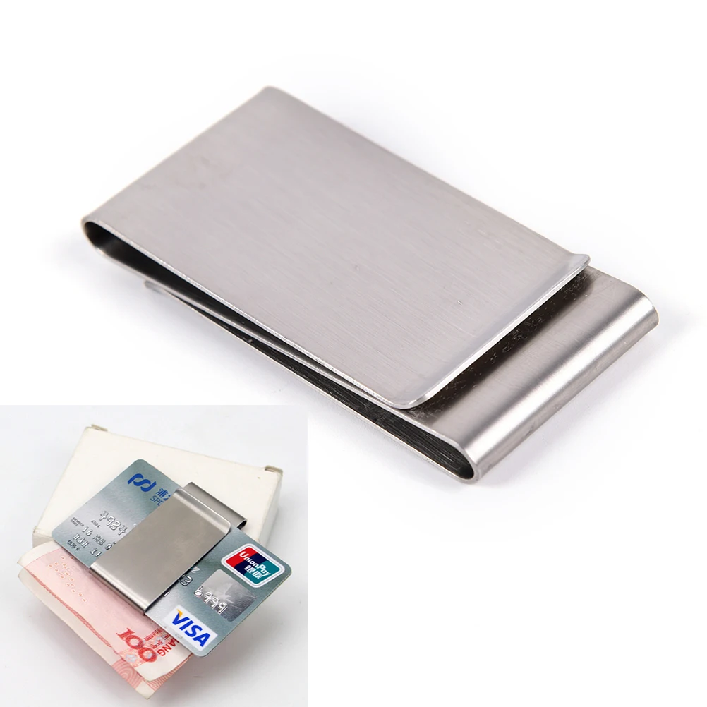 

1PCS Money Clip Wallet Metal Credit Card Money Holder Steel Clip Clamp Silver Stainless Steel Slim Double Sided