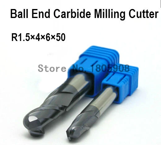 

2F-R1.5*4*6*50,Spiral Bit Milling Tools, Carbide Ball Nose End Mill, the lathe tool,boring bar,cnc,machine