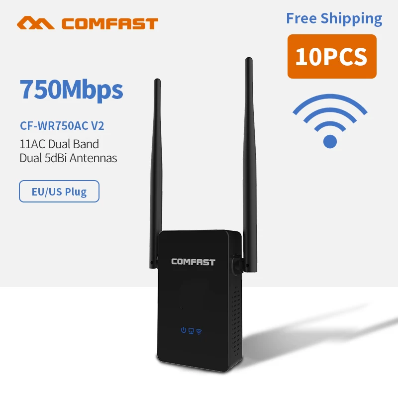 

10pcs 750Mbps Wireless WiFi repeater Wi-Fi Range 5.8Ghz Extender Wifi Signal amplifier Booster Easy setup page CF-WR750ACV2