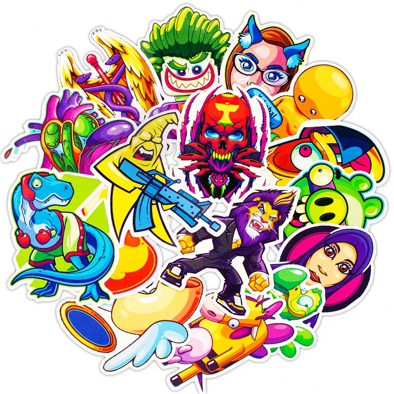 

50PCS Pack 2018 New Terror Series Sticker Graffiti Skeleton Funny Toy Sticker For Luggage Skateboard Laptop Motorcycle Sticker