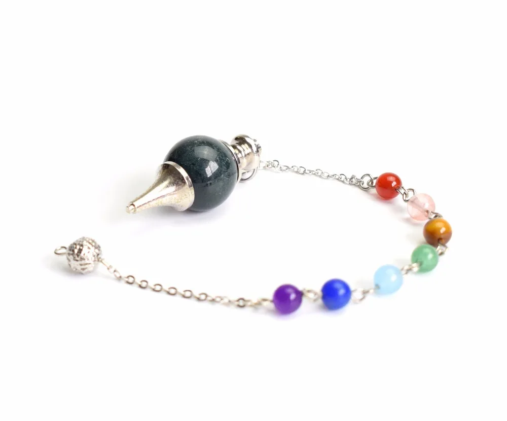 Lapis Lazuli Carved Reiki Dowsing Energy Healing Ball Pendulum with Chakra Beads