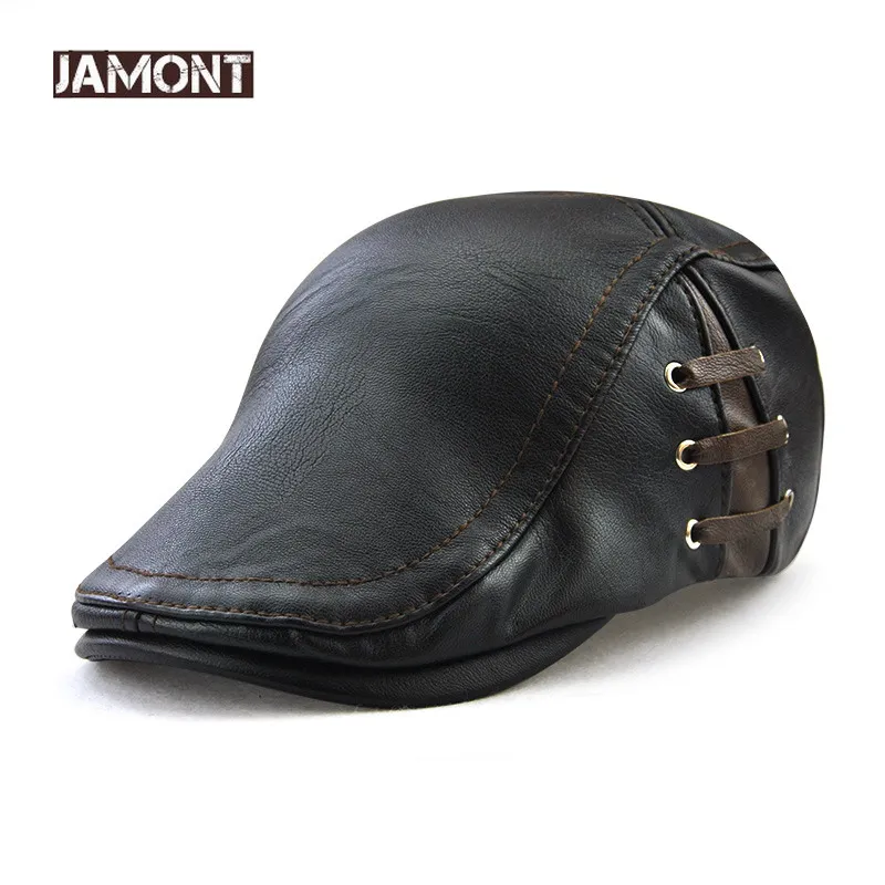 Мужская Ретро-шляпа JAMONTT зимняя шапка с козырьком из искусственной кожи берет