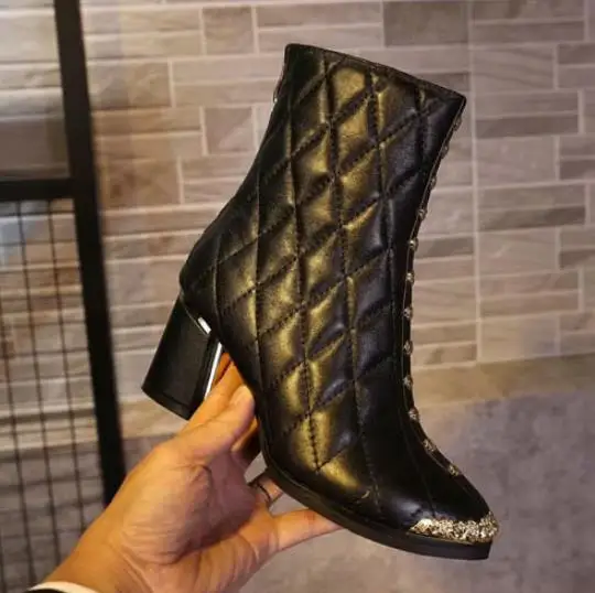 

Autumn Winter Boots Women Round Toe Ankle Boots For Women Chunky Heels Sapato Feminino High Heels Ladies Shoes Zapatos De Mujer