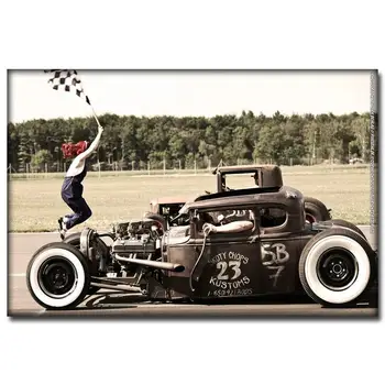 

NICOLESHENTING Hot Rod Muscle Car Art Silk Fabric Poster Print Classic Car Pictures For Living Room Decor 029