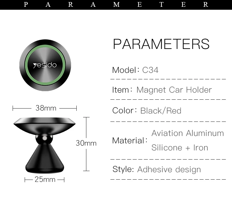 Yesido C34 светящаяся присоска магнитный автомобильный держатель для телефона универсальный сильный магнит металлический Автомобильный держатель для телефона автомобильная подставка для мобильного телефона