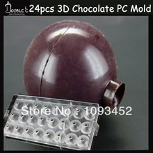3x3cmx24cups Шахта 3D шоколадный мячик прозрачный Поликарбонат пластик плесень, DIY ручной работы шоколадный ПК Плесень, инструменты для изготовления шоколада, качество