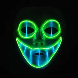 EL светящаяся маска холодный свет Косплей EL светодиодный провод Клоун Маска Хэллоуин и карнавалы вечерние костюмы 2017 Рождество Новый год