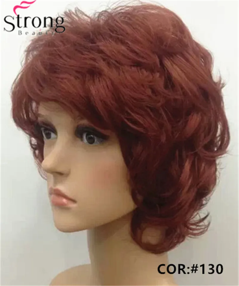 StrongBeauty короткие волнистые мягкий Классический Кепки полный синтетический парик коричневый Для женщин парики выбор цвета