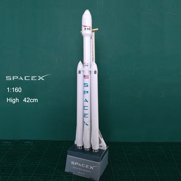 42 см 1:160 SpaceX Falcon Heavy duty Rocket 3D бумажная модель головоломка студент ручной класс DIY