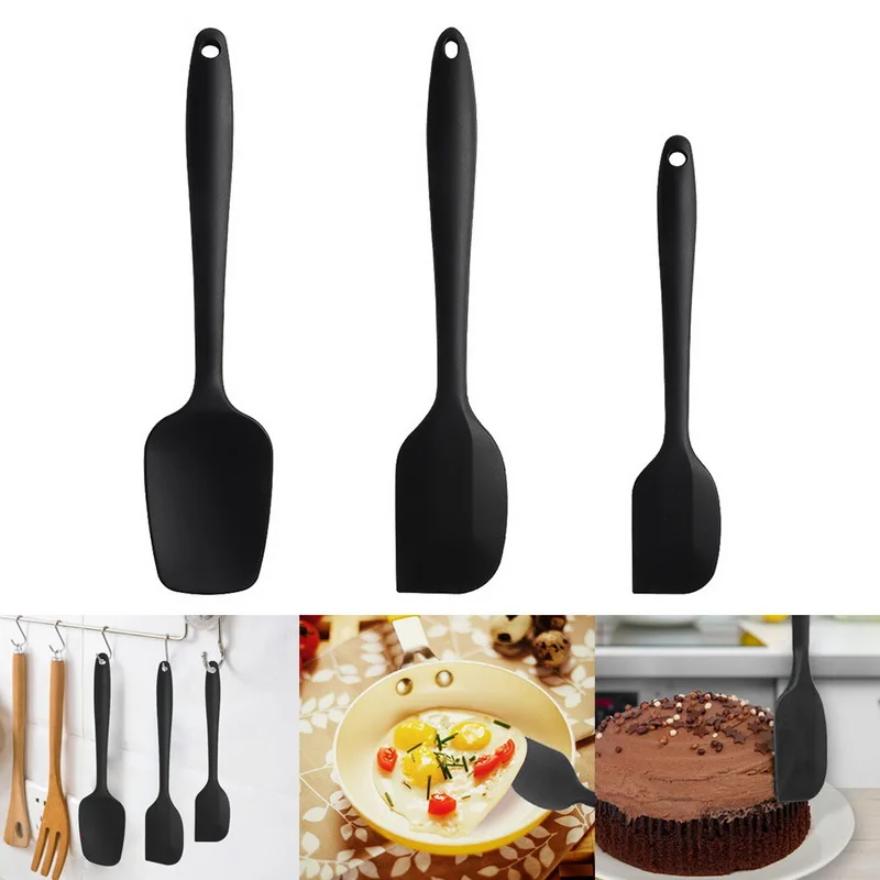 

IVYSHION 3pcs Kitchen Silicone Cream Butter Cake Spatula Mixing Batter Scraper Brush Butter Non Stick Cake Brushes Baking Tools