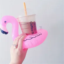 Cute Inflatable Flamingo Drink Can Cell Phone Holder Floating Swimming Stand Pool Bathing Beach Event Party Kids Toy Bath Toy