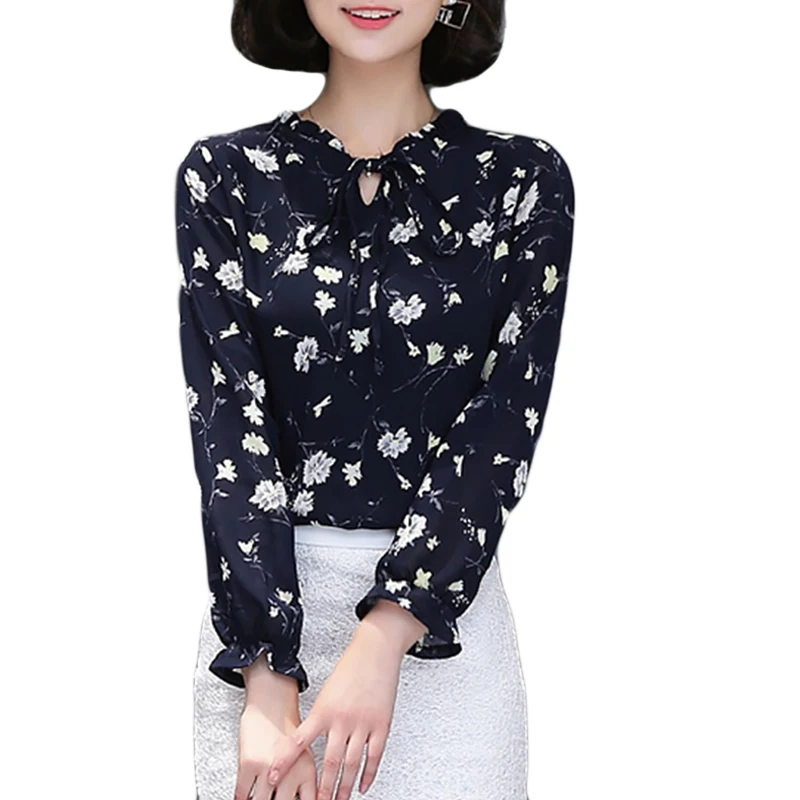 

Fashion 2017 Woman Chiffon Blouse Long Sleeve Autumn Shirt Women Casual Floral Tops Blusas Office Work Wear Shirts
