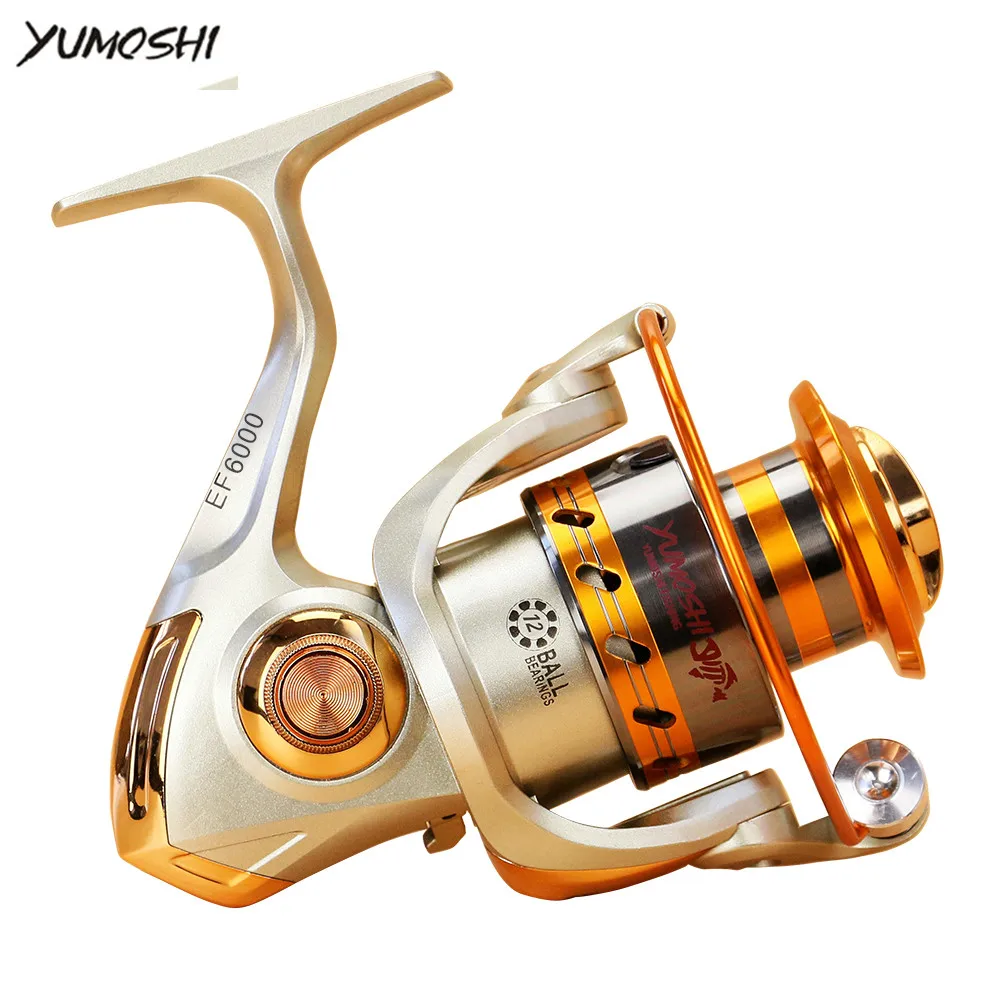 

Yumoshi Spinning Fishing Reels EF500-9000 12BB GT 5.2:1 Metal Fly Fishing Reel Coils For Fresh/ Salt Water molinete de pesca