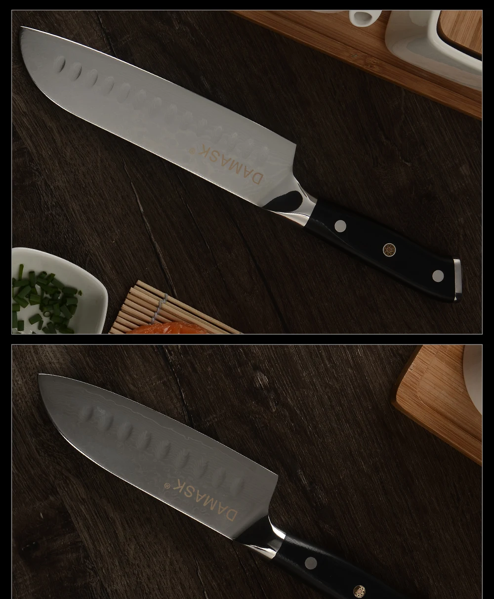 Дамасский набор ножей из дамасской стали кухонные ножи японский нож шеф-повара VG10 Дамасская сталь 67 слоистые лезвия резак сантоку кухонные ножи