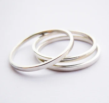 

WellMade 3pcs/set 1.5mm Solid 925Sterling Silver Plain Band Ring
