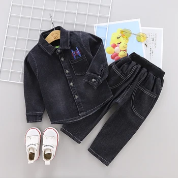 

kids clothing boy spring suit 2019 new spring children's denim suit two sets denim coat+jean trousers children clothes