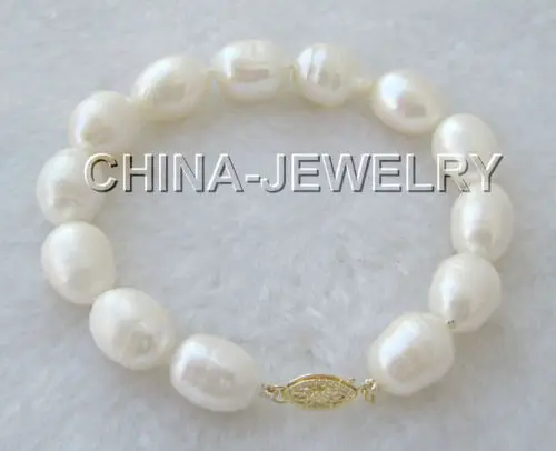 

Beautiful 8" 13mm white baroque freshwater pearl bracelet-14k GP clasp @^Noble style Natural Fine jewe SHIPPING 6.2 6.02