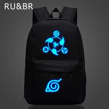 RU y BR Luminosa Mochila de Lona Mochilas de Anime Japonés Naruto Hokage Ordenador portátil de Viaje Escolar Para Adolescentes Bolsas Escolar