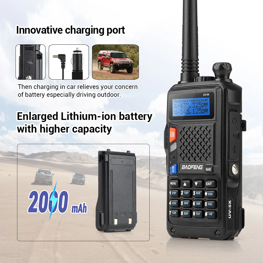2 шт BAOFENG UV 5X рация обновленная версия Baofeng 5R UHF + VHF двухстороннее радио FM функция
