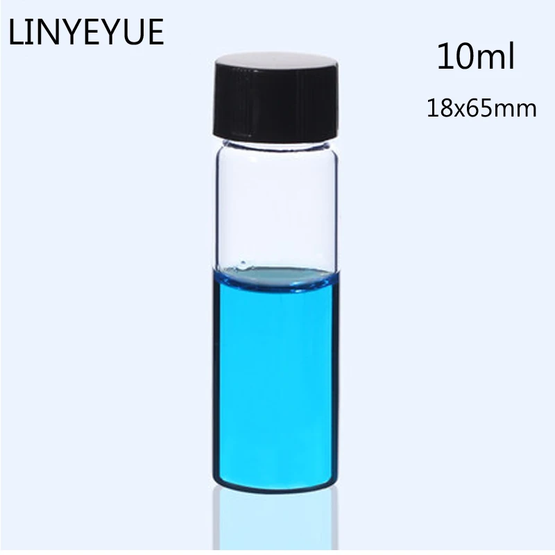 

10ml (18x65mm) Sample Bottles Essential oil Vial with PE Inner pad Screw Cap Glass Test Tube Laboratory Bottle Supplies Pack 10
