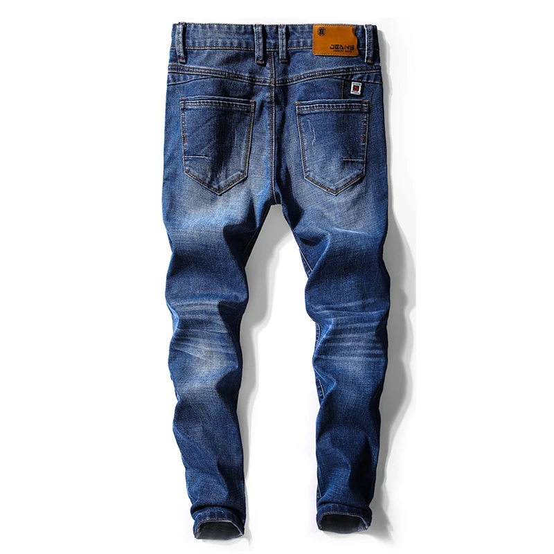 KSTUN Jeans Men Clothes 2020 Autumn Business Casual Pants Slim Fit Elasticity Dark Blue Classic