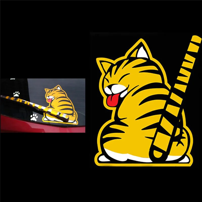 

Window Wiper Sticker Decals Rear Windshield Decor Cat Moving Tail Stickers