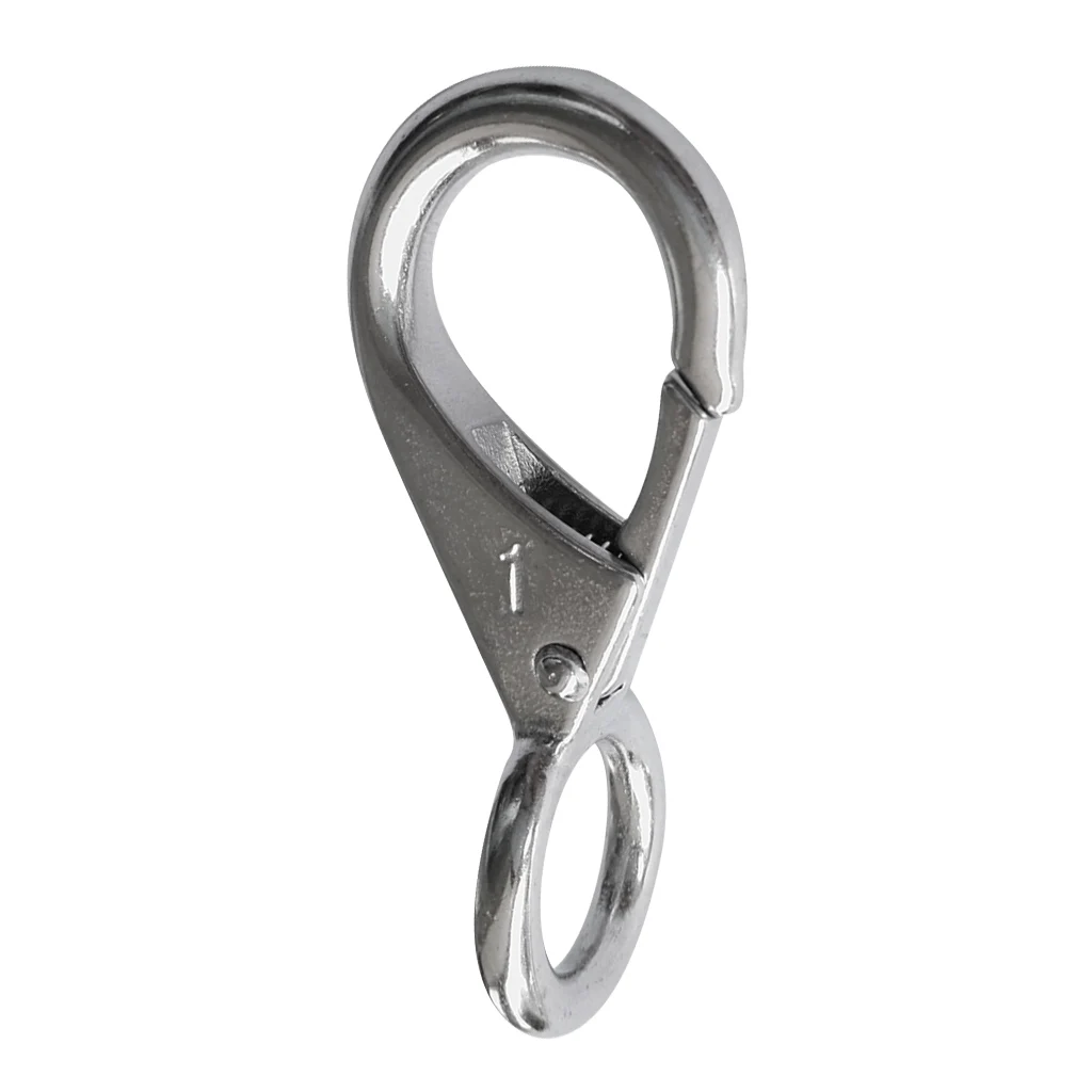 MagiDeal Boat Snap Spring Hook Marine Boat Fast Eye Spring Snap Hook 316 Stainless Steel Hook Carabiner - Silver 