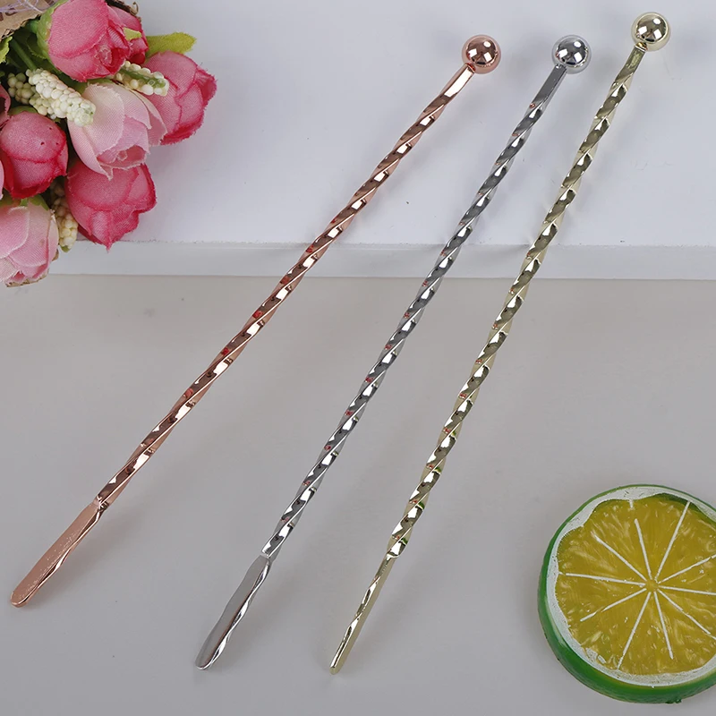 3Colors Stainless Steel Ball Frosted Bar Spoon Swirl Marks Drink Mixing Spoons Cocktail Stirrer Bartender Tools | Дом и сад