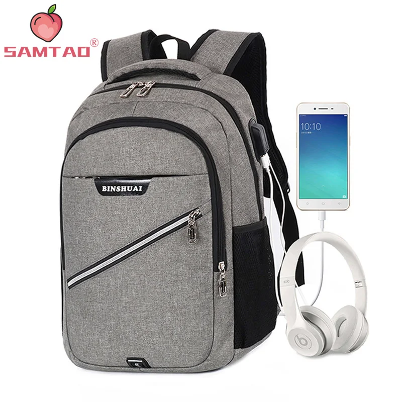 

15.6 inch Laptop Backpack USB Charging Headphone Jack Casual Style Waterproof Bag Men Women Anti Thief Multifunction Backpack