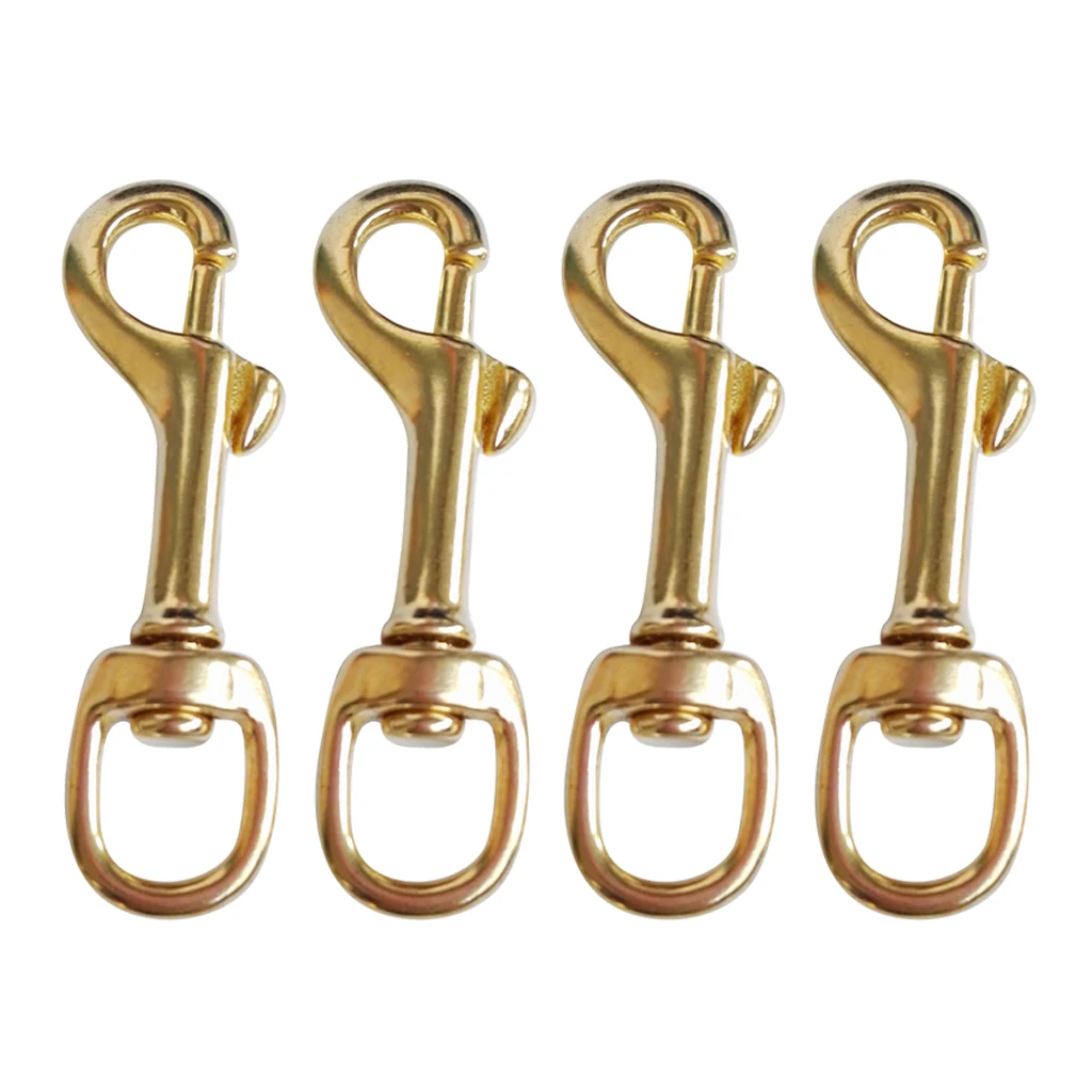 4 Pieces Brass Single Ended Swivel Eye Bolt Snap Hook Clip for Scuba