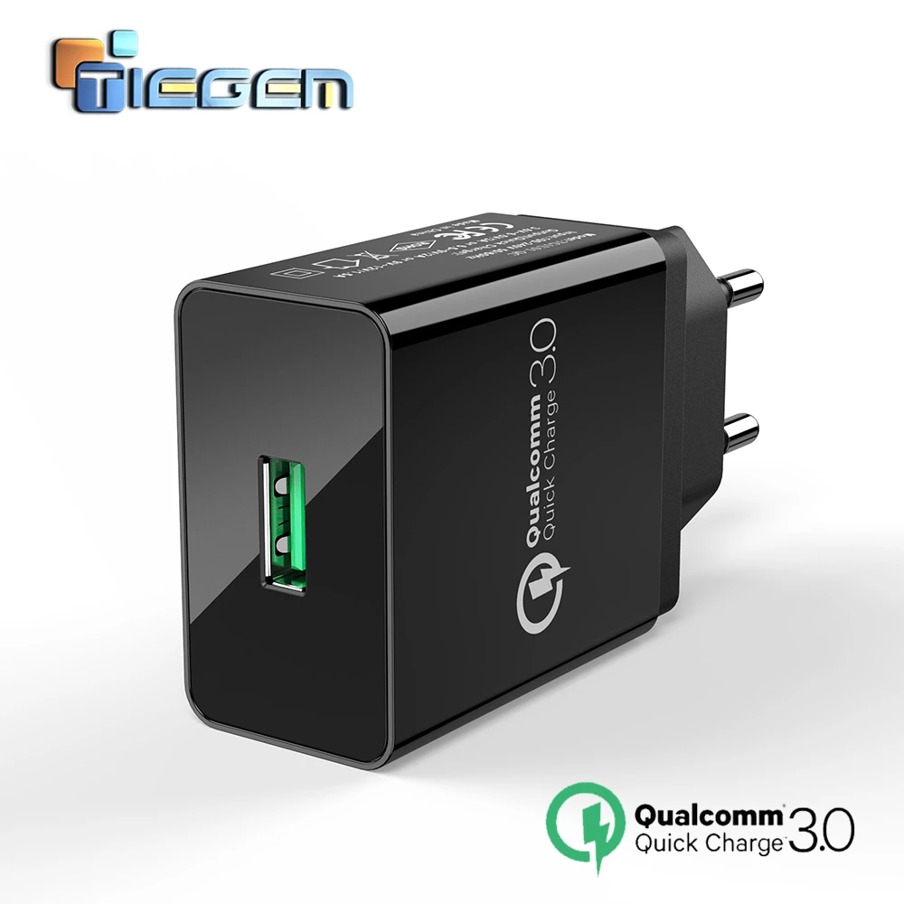 TIEGEM Quick Charge 3,0 USB настенное зарядное устройство адаптер 18 Вт EU US Plug Универсальное зарядное устройство для мобильных телефонов для samsung iphone 7