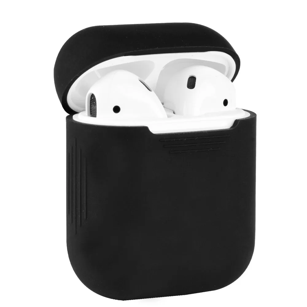 Силиконовый противоударный чехол для наушников для Apple AirPods - Цвет: Черный