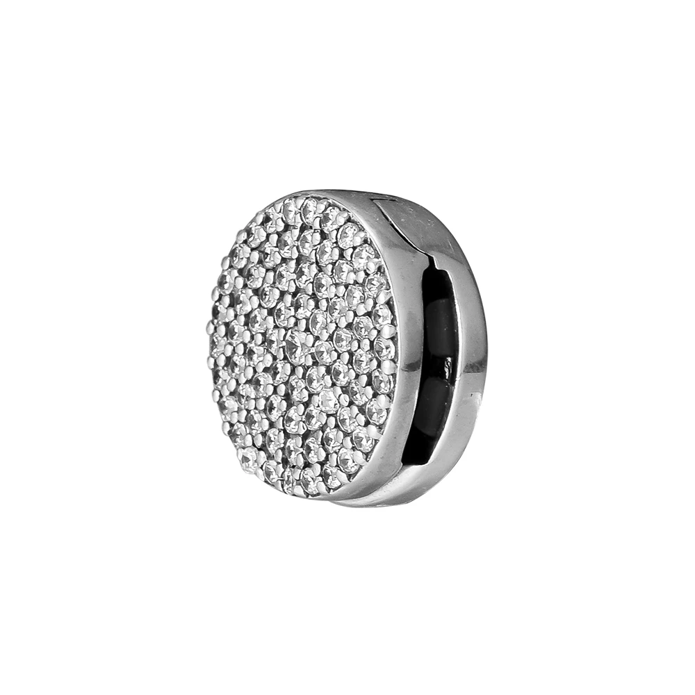 

100% 925 Sterling Silver Dazzling Elegance Clip Beads With Clear CZ for Jewelry Making Fit Reflexions Bracelets DIY CL059