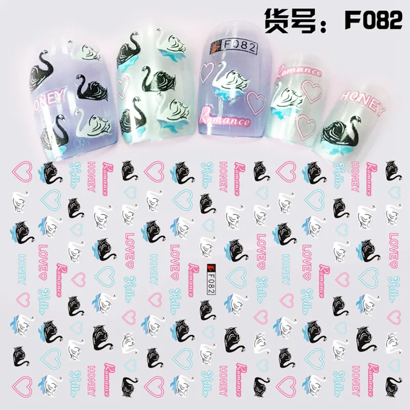 

1 Sheet Elegant Cute Black Swan Red Flamingo Pattern Nail Art Adhesive Stickers Decorations Manicures DIY Salon Tips F082-083#