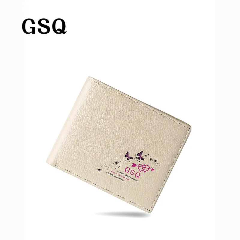 

2016 GSQ Genuine Leather Wallet High Quality Cow Leather Luxury Brand Designer Wallet Women Money Clip Small Purse Girls Gift