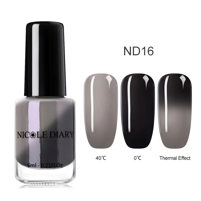 NICOLE DIARY 6ml Peel Off Thermal Nail Polish Glitter Chameleon Color Changing Water-based Manicure Nail Art Varnish - Цвет: S4-ND16