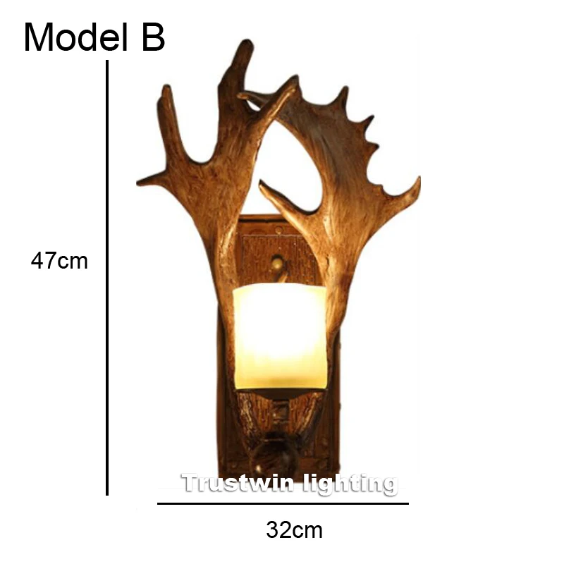 Wooden-feeling-resin-decorative-LED-wall-light-lamp-sconce-deer-horn-antler-retro-white-deer-wall (1)