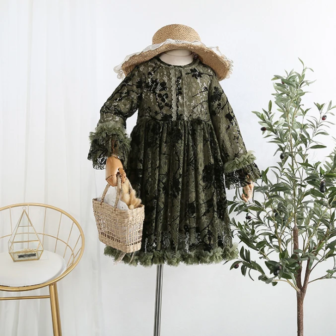 

5380 Hollow Embroidery Princess Baby Girl Dress Christmas Fall Party Wedding Kid Dress For Girl Wholesale Thanksgiving Clothes