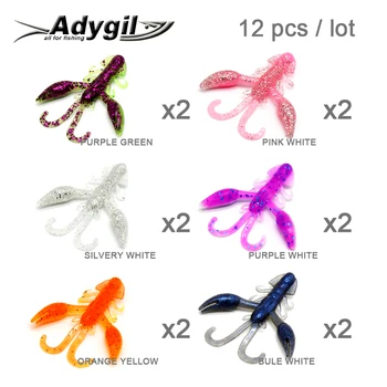 

ADYGIL Fishing Lure Soft Lure Silicon Bait Soft Bait ADSL205/RCKW2 Mixed multicolor 12pcs 51mm 2.1g